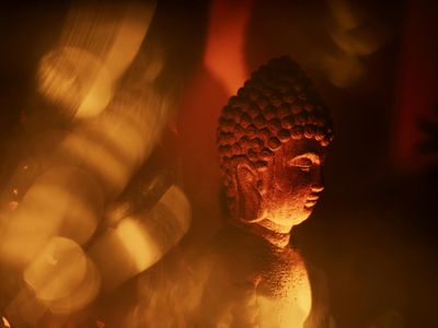 Minimalist room with soft light for meditation